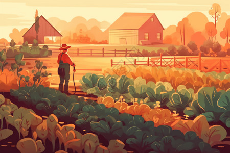 堆肥使用有机农业的农民插画