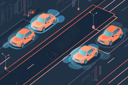 自动驾驶图片自动驾驶的汽车插画