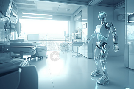 无菌医院的机器人护士背景图片