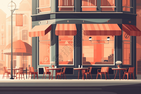 现代咖啡馆平面插图背景图片