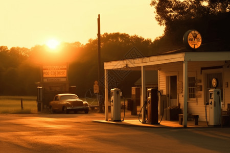 古朴的乡村加油站图图片