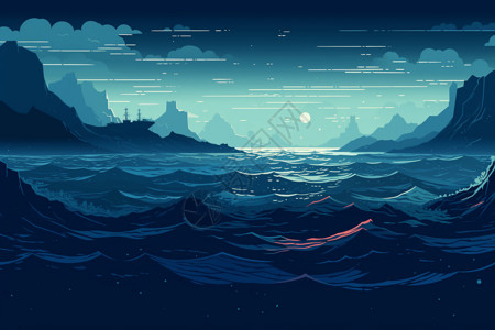 碧波荡漾的大海背景图片