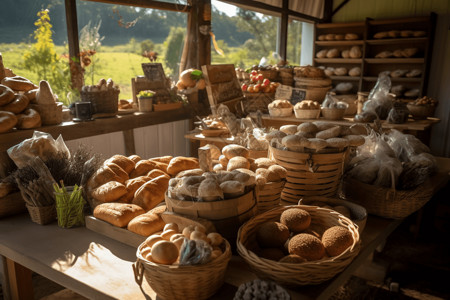 农村农产品交易市场特写图贝果高清图片素材