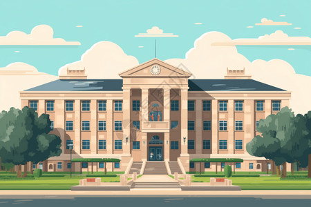 大学行政大楼艺术插图图片