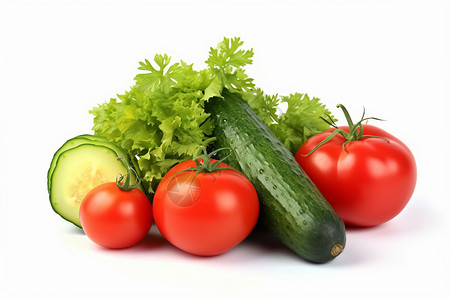 番茄黄瓜果蔬产品背景图片