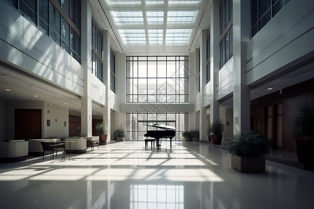 医院宽敞大厅的广角镜头图片