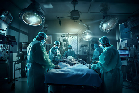 在无菌手术室为患者进行手术图片