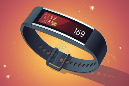 手表皮带健身手表显示着健康数据设计图片