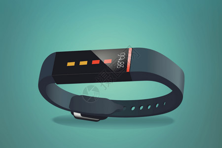 运动相机展示器屏幕上显示健康数据的健身手表设计图片