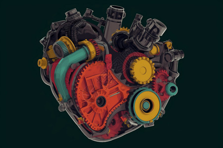 引擎的心形设计背景图片