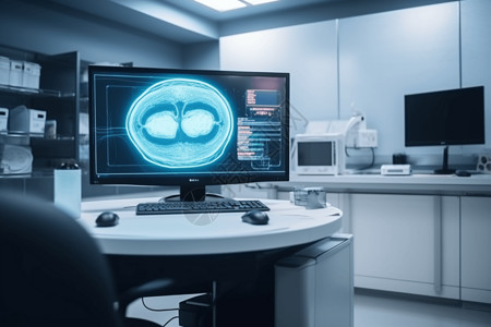 配备脑断层成像设备的医院办公室背景图片