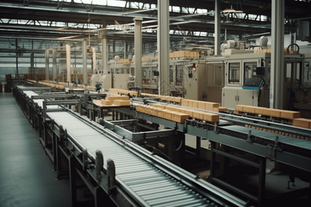 观察现代工厂自动化生产线的效率高清图片