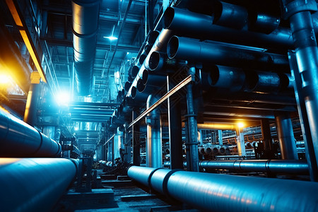 工业区蓝色调钢管背景图片
