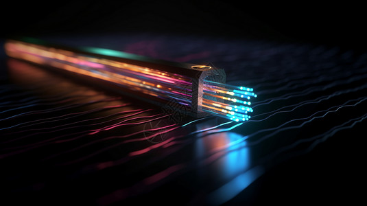 彩色灯光下的光纤二极管插画