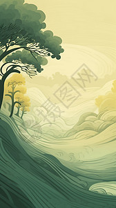 线条树木插画背景图片