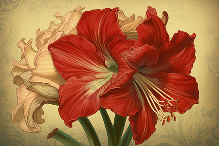 红色鲜花艺术绘画图片
