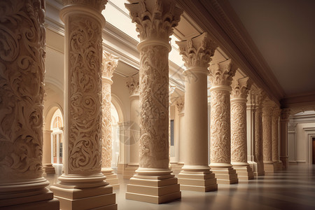 欧式美术馆的柱体背景图片