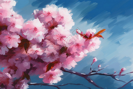 樱花油画背景图片