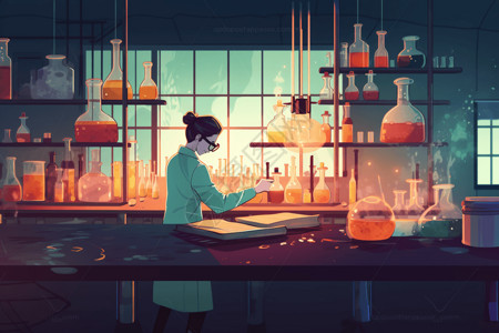 表达观点科学实验室实验插画