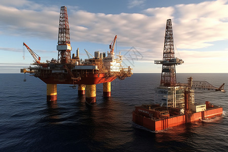 海上石油钻井平台背景图片