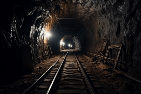 地下矿石隧道场景图片