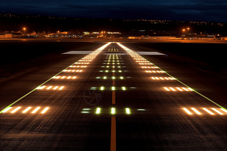 夜间新机场跑道图背景图片