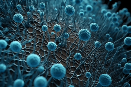 人体细胞结构的微观视图背景图片