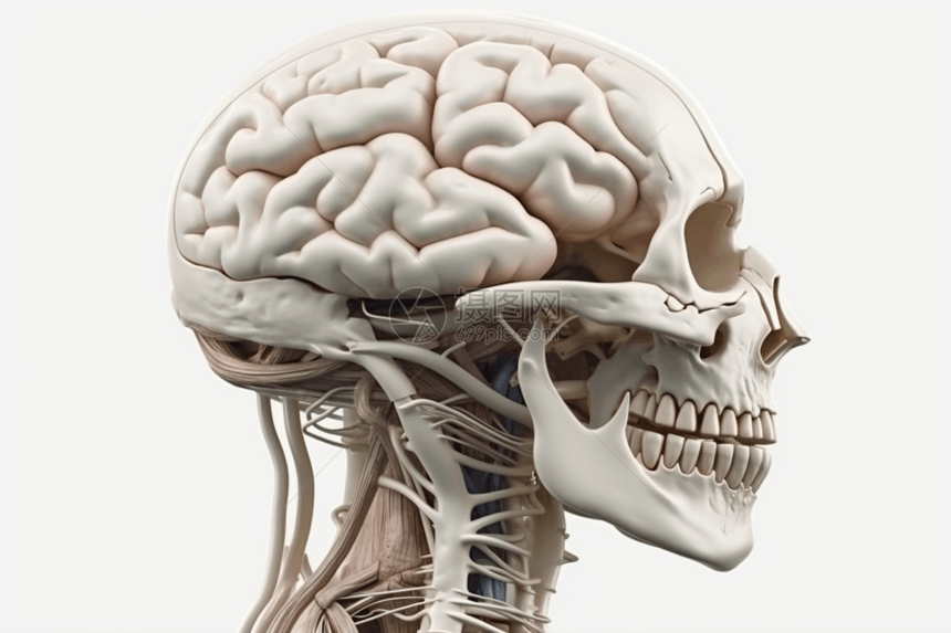 3D模型中显示的人脑解剖结构图片