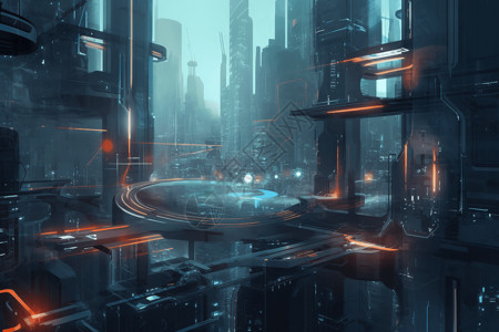 科技感未来城市背景图片