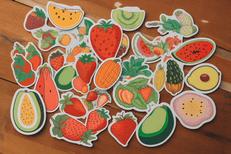 水果蔬菜扁平卡通贴纸图片