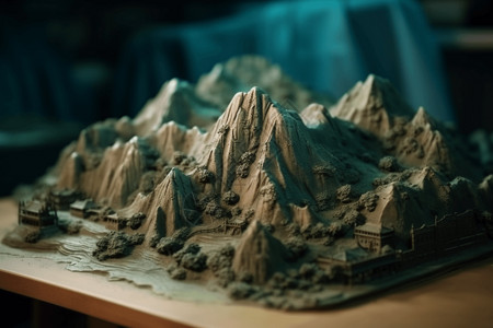 粘土艺术山脉的3D粘土模型设计图片