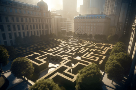 未来城市景观迷宫3D概念图图片
