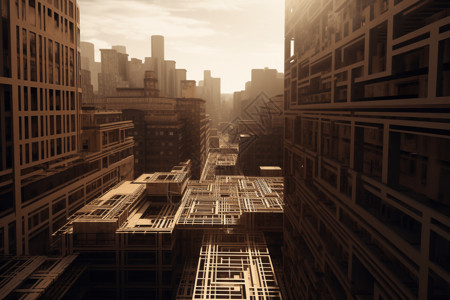 未来城市景观迷宫概念图背景图片
