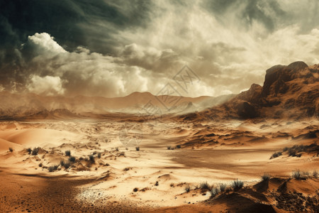 沙尘暴沙漠景象概念图图片