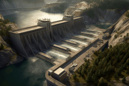 水电分离城市水电大坝概念图设计图片