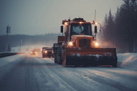 高速公路除雪高清图片