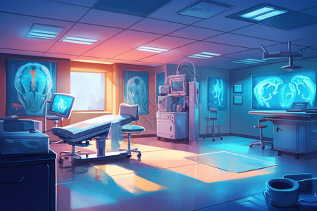 科室介绍干净明亮的神经外科室插画