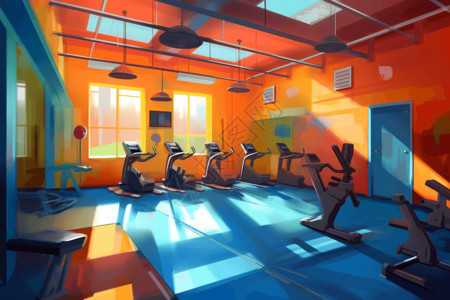 康复健身房的各种锻炼器材背景图片