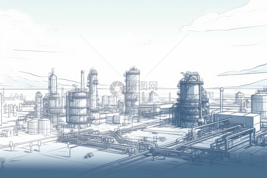 制氢设施素描草图图片