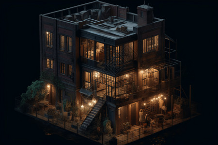 夜晚的住宅楼背景图片