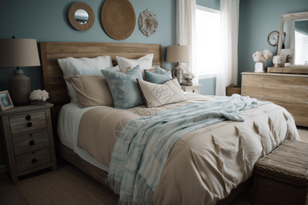 沿海风格的卧室装饰图片