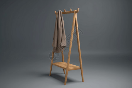 木椅模型衣帽架的模型背景