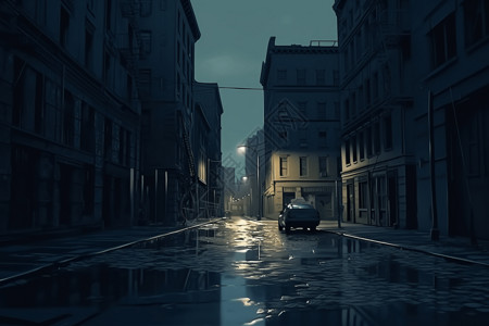 暴雨开车下过暴雨的街道插画