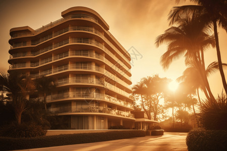 日出时的酒店背景图片