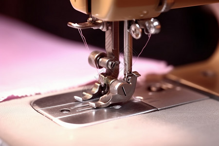 缝纫机上的缝纫布料背景图片