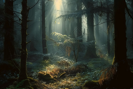 森林深处植物背景图片