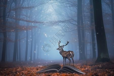冬天魔法冬季麋鹿之森设计图片