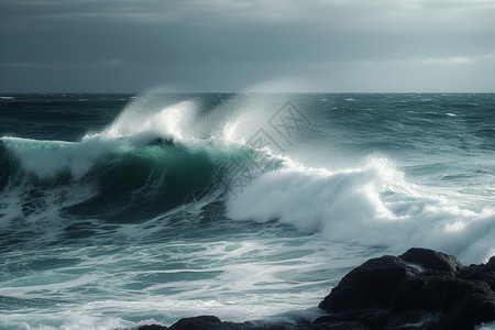 暴风雨中的海浪高清图片