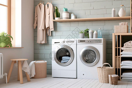 家居洗衣机现代家庭洗衣房设计图片