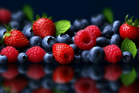 新鲜蓝莓和树莓图片